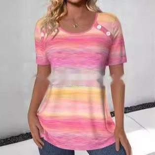 Cross-border Foreign Trade Round Neck Digital Positioning Printed Short Sleeve T-shirt