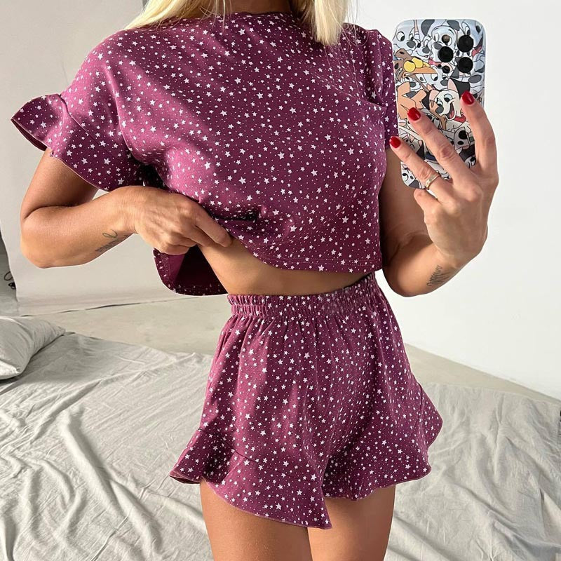 Women's Fashion Loose Star Short-Sleeve Set