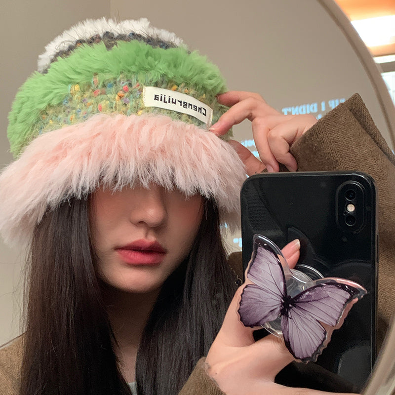 New Autumnwinter Plush Knitted Hat For Women