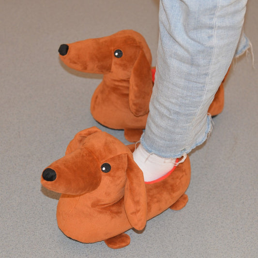 Dachshund Home Bedroom Winter Plush Slippers