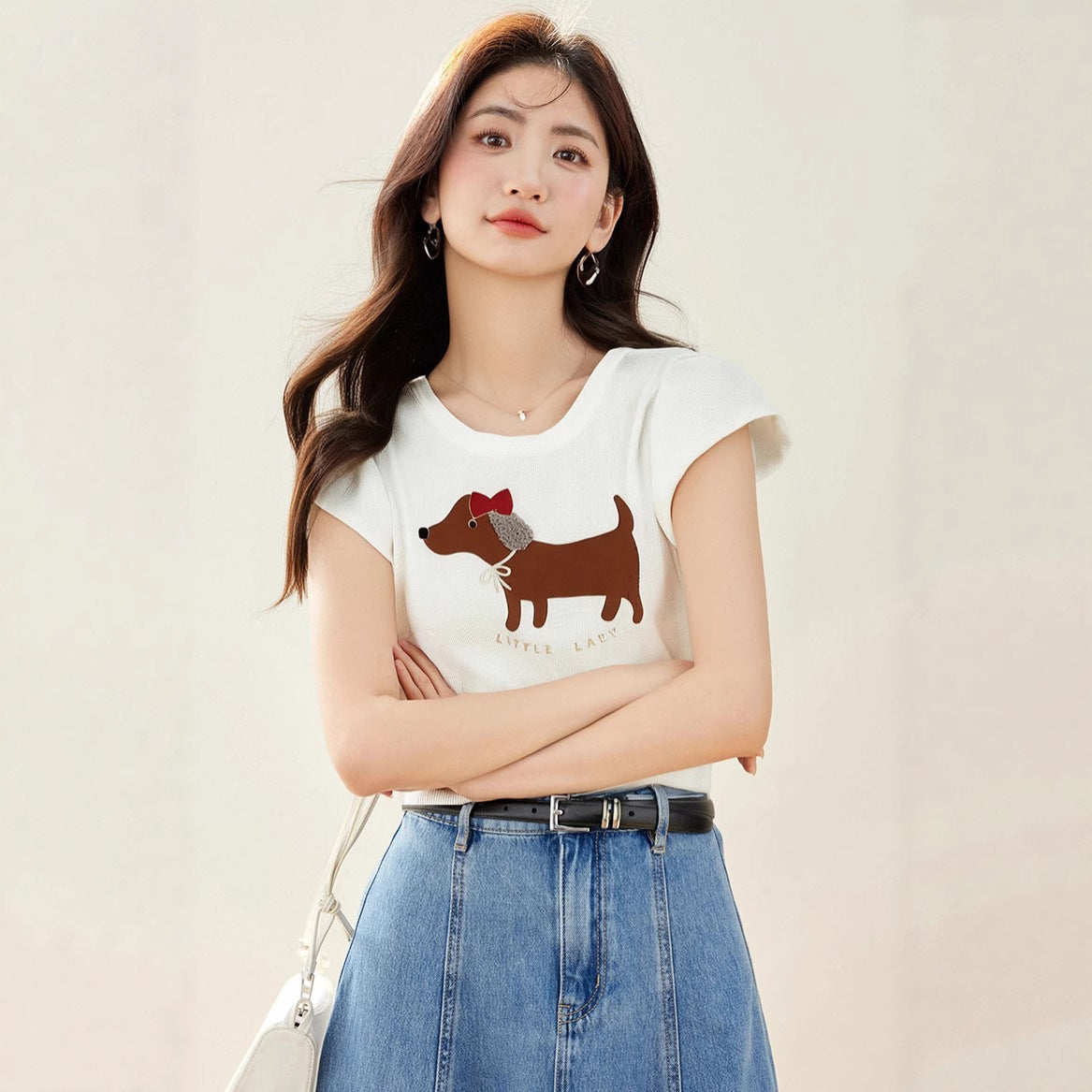 Puppy Printed Batwing Sleeve Waistcoat Casual Sleeveless Top