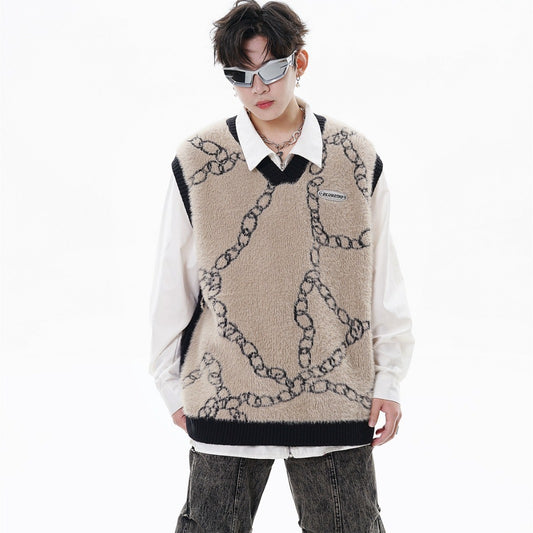 V-neck Sweater Japanese-style Retro College Style Couple