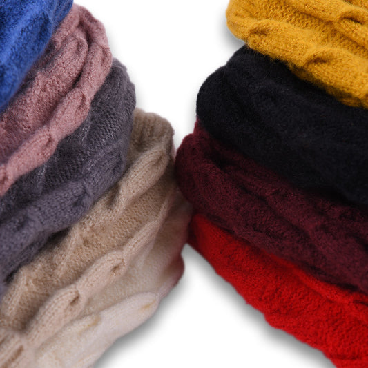 Autumn And WinterSolid Color Beanie Set