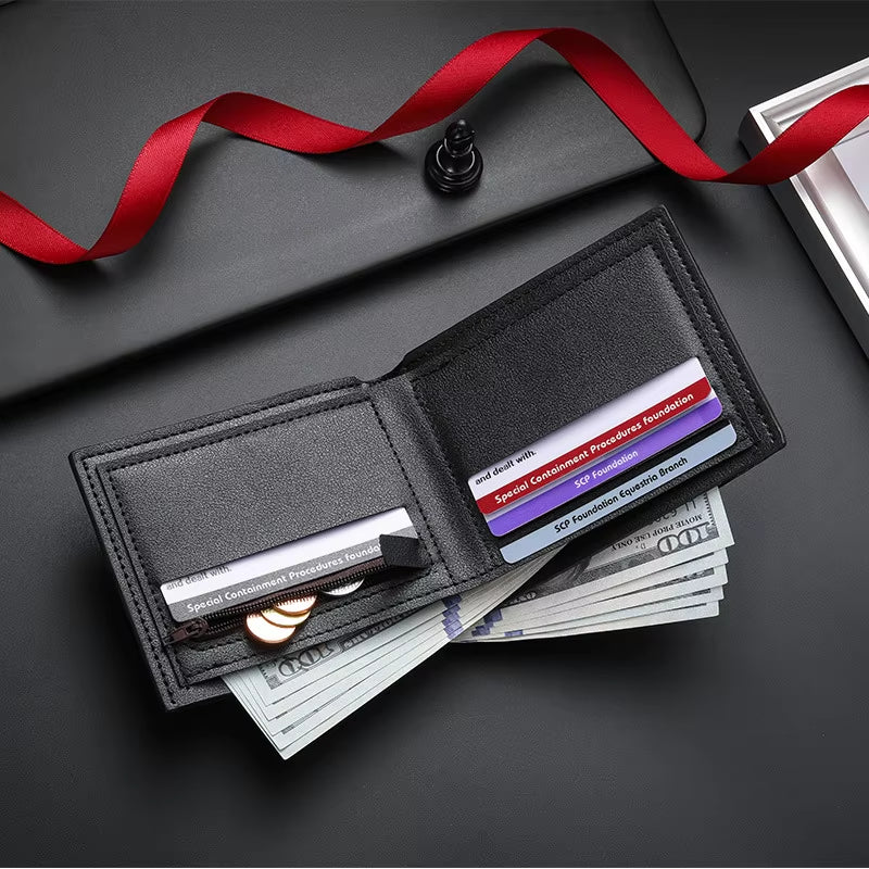 New Shot Carbon Fiber Short Wallet Men'S Card Bag Integrated Zipper Change Coin Purse Bag Holder Credit Card Holders
