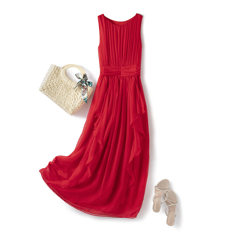 Temperament Silk Vest Long Skirt