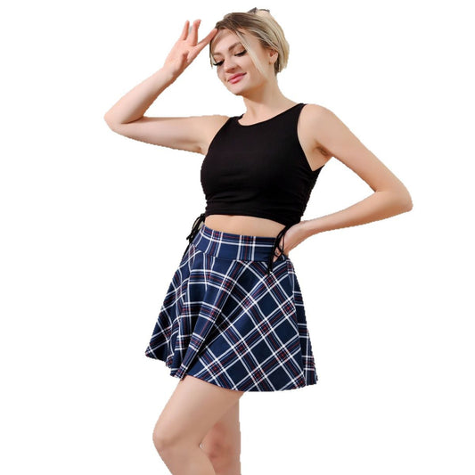 High-waisted Printed Plaid No-Slip Short Skirt For Women