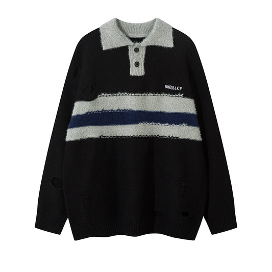 Long Sleeve Fashion Brand Sweater American Retro Lapels