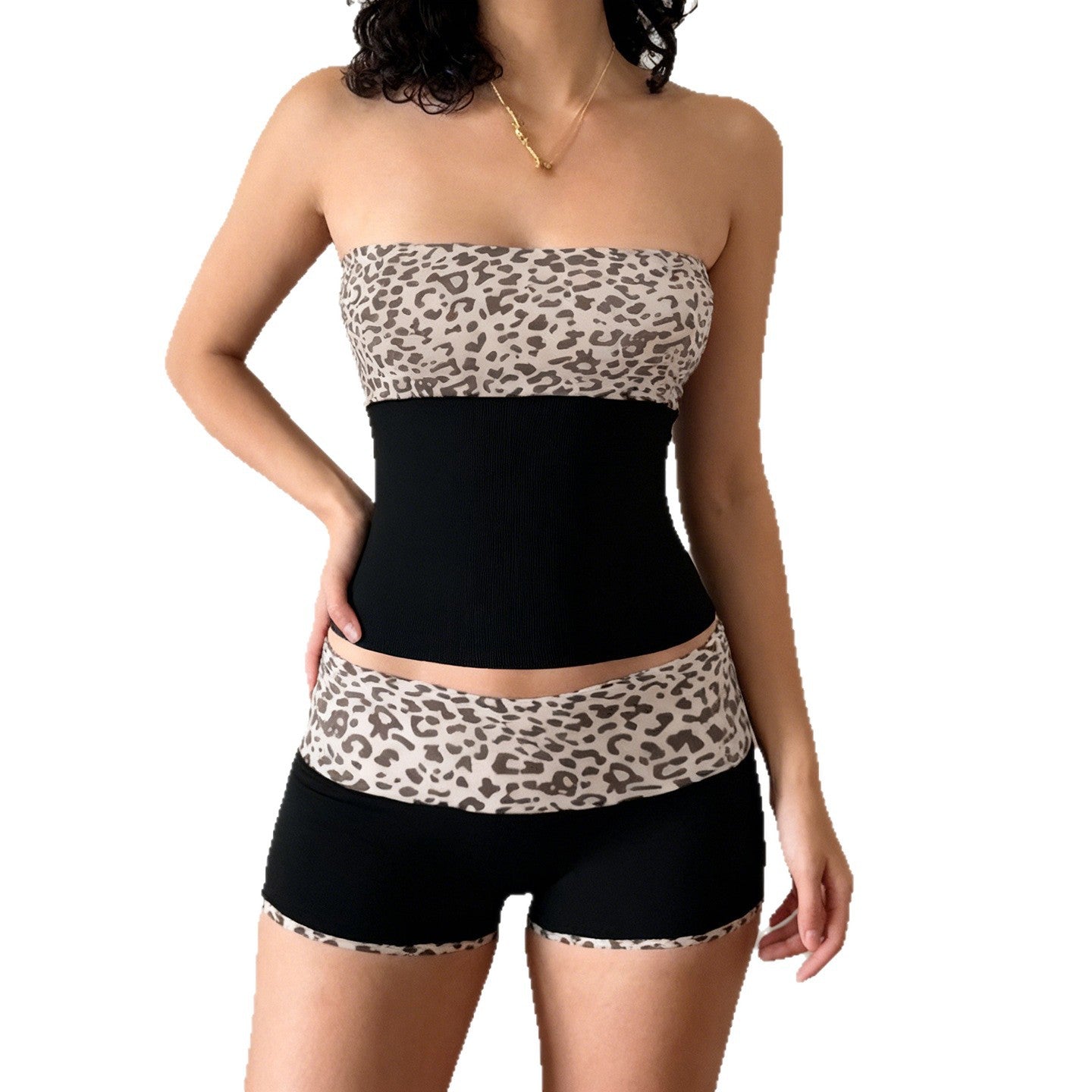 Women's Casual Tube Top And Shorts Set