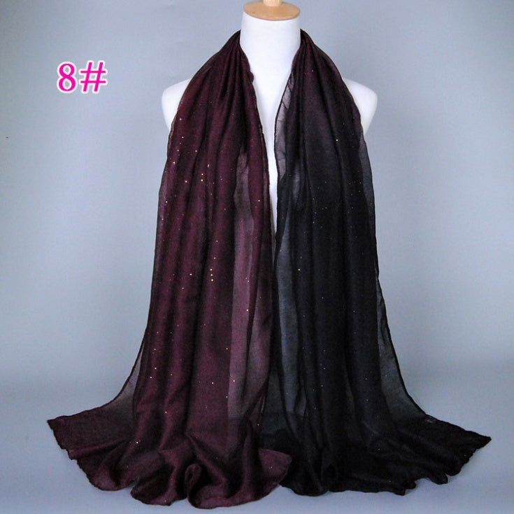New cotton and linen Balinese women's scarf Classic hot stamping gradient autumn and winter women's scarf