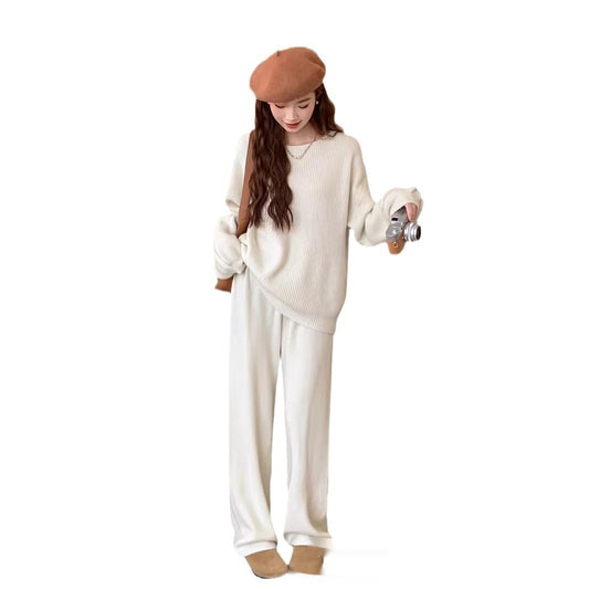 Knitting Suit Women's Round Neck Sweater Skirt Versatile Casual