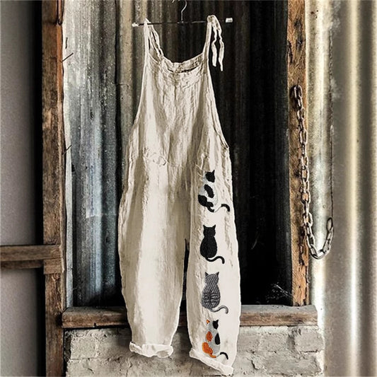 Women's Suspender Pants Animal Vintage Print