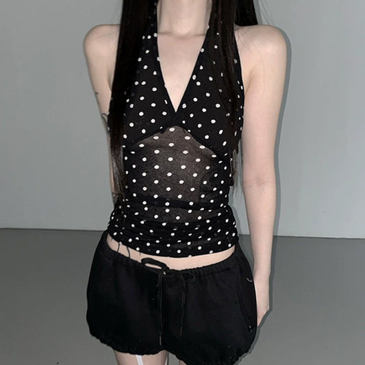 Women's Backless V-neck Halter Top