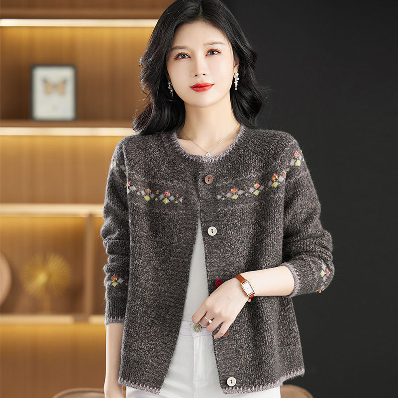 Knitted Cardigan Round Neck Short Loose Sweater