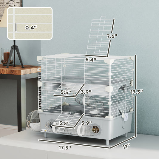 Tier Hamster Cage With Sand Bathroom Running Wheel Water Bottle Tubes Accessories