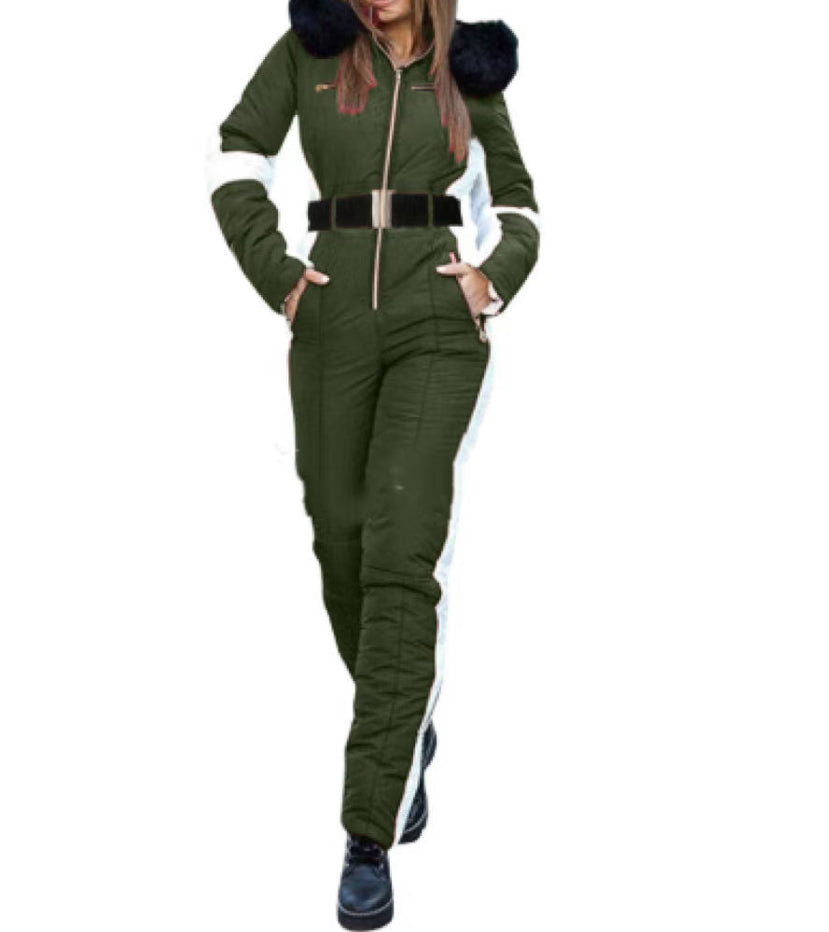 Fashionable Warm Sports Hooded Long Sleeve Ski Suit