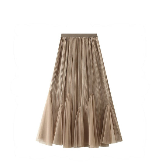 Autumn Retro Fall Gauze Skirt Slimming Large Hem Fishtail Skirt For Women