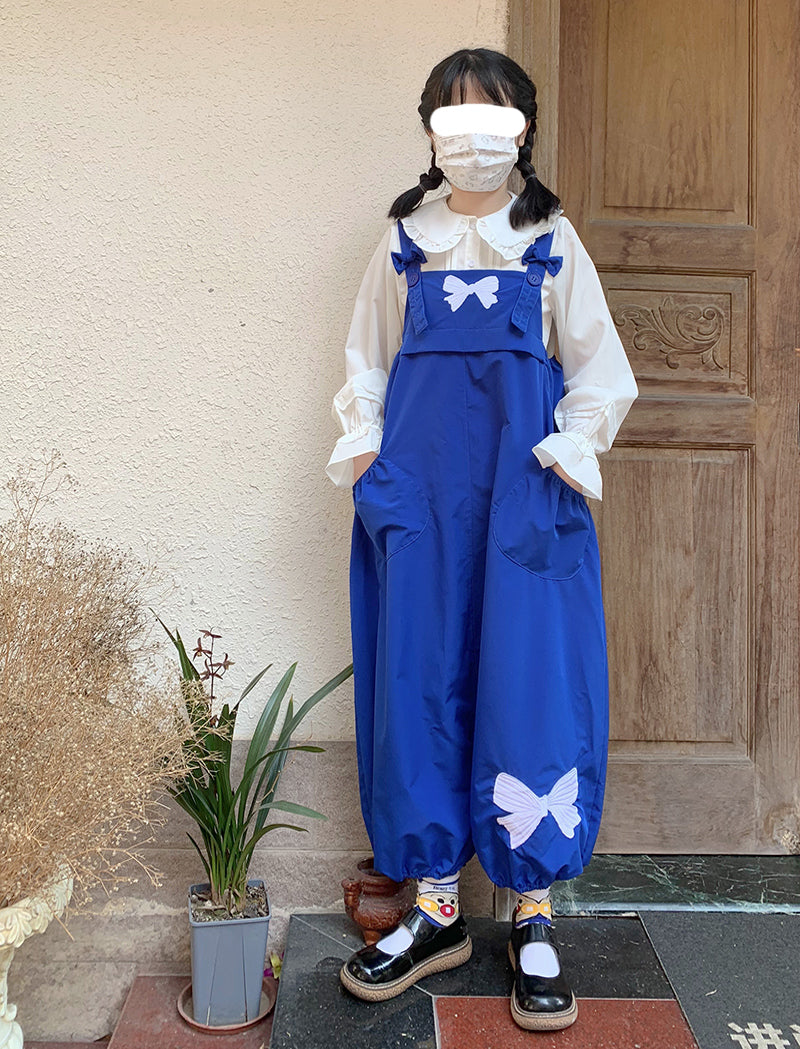 Women's Bow Radish Bud Loose Bib Pants