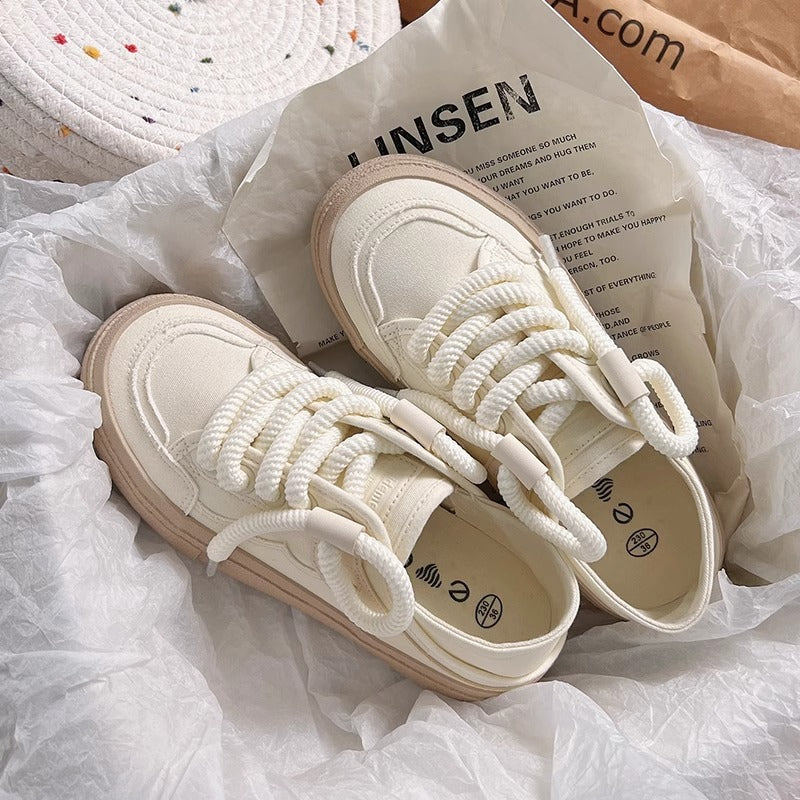 Platform Canvas White Shoes Casual Sports