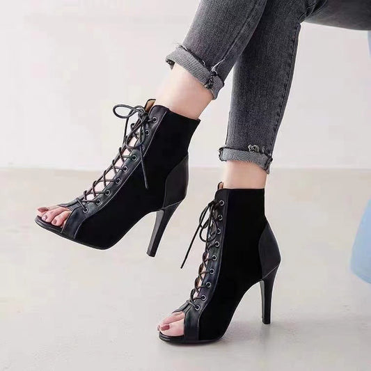 Stiletto Heel Lace-up Peep Toe Sandals