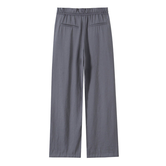 With Belt Paper Bag Type Draping Casual Trousers
