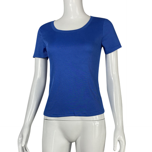 Thread Sunken Stripe Sexy Slim Long Short Sleeve