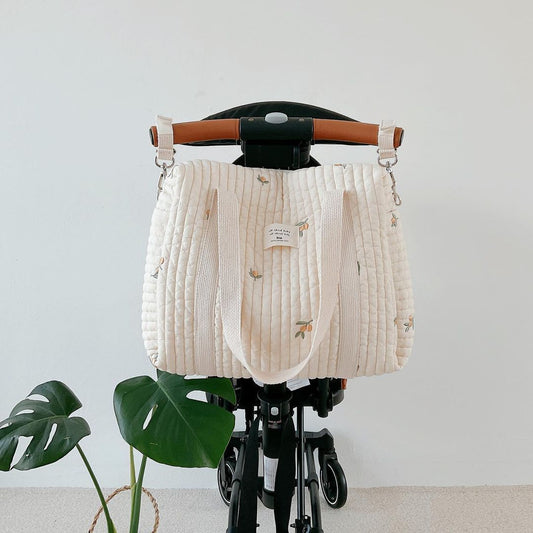 Zipper Embroidered Cotton Dyeing Mummy Bag Baby Stroller Pouch