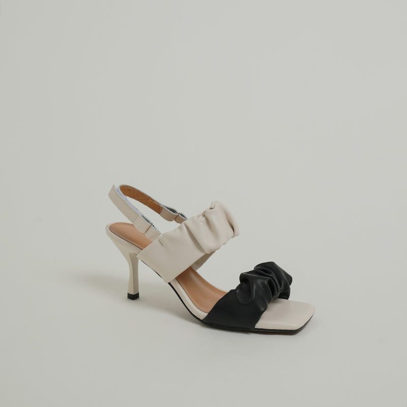Color-blocking Word Wrinkled Leather Niche High-end Sandals