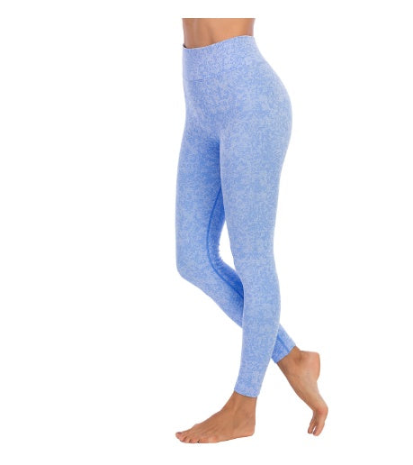 Nylonstrikkede fugttransporterende sportsfitness slim leggings til kvinder – yogabukser