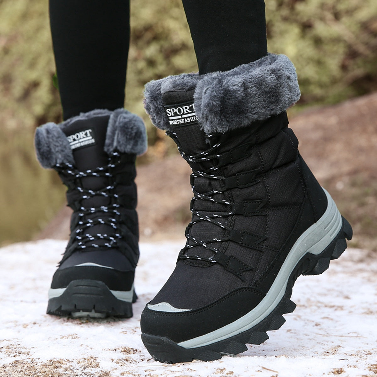 Waterproof And Cold-proof Long Boots Female Outdoor Plus Fluff Thickened
