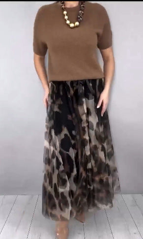 Womens Mesh Skirt Solid-color Casual TopT-shirt