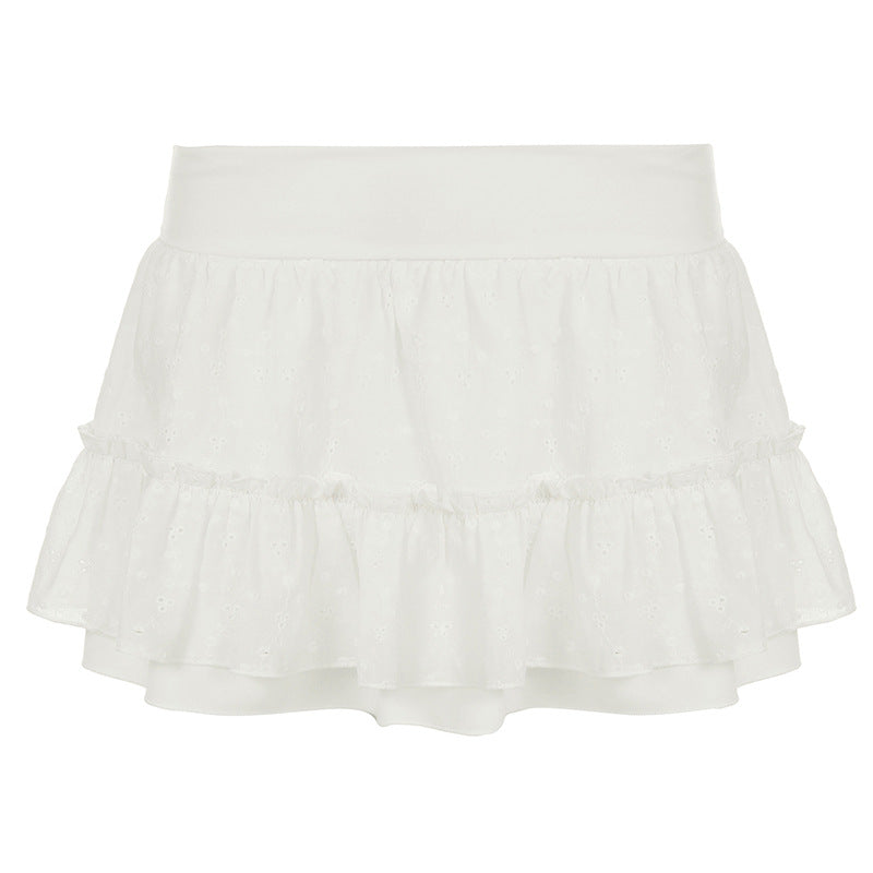 INS Pure Desire Style Solid Color Jacquard Splicing Skirt