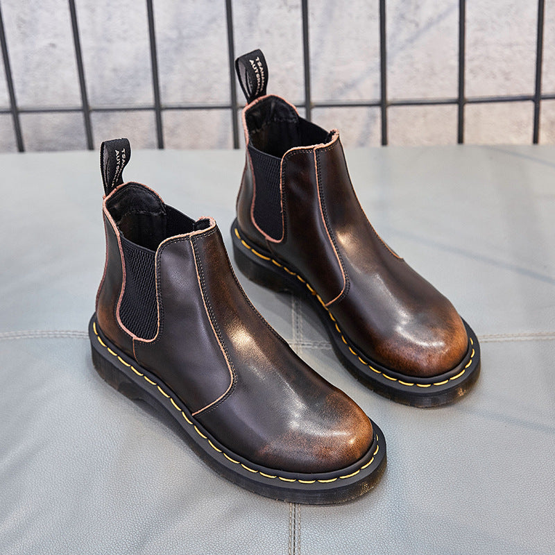 Women's leather thick casual Martin boots