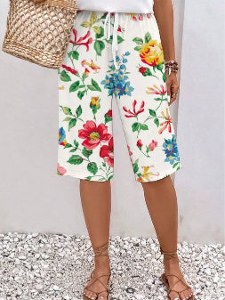 Casual Floral Print Bermuda Shorts