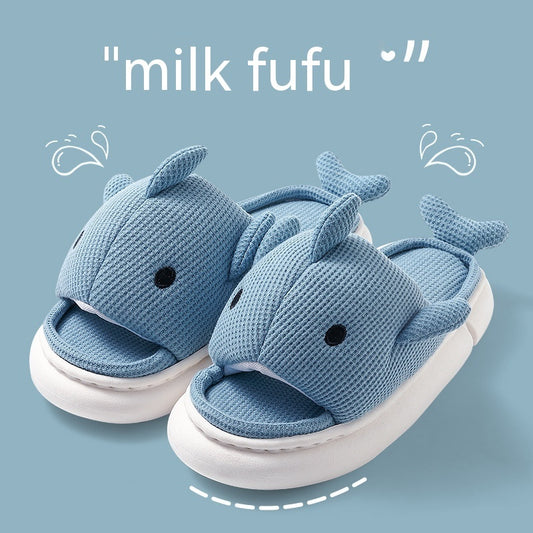 Women's Linen Platform Whale Slippers Summer Household