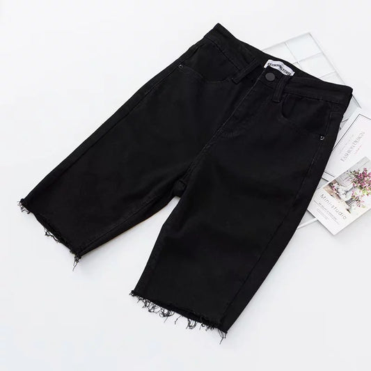 Summer high-waist straight five-point pants