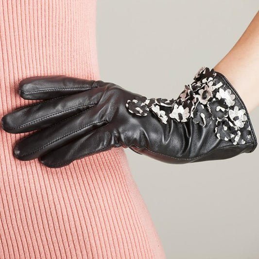 Leather sheepskin gloves