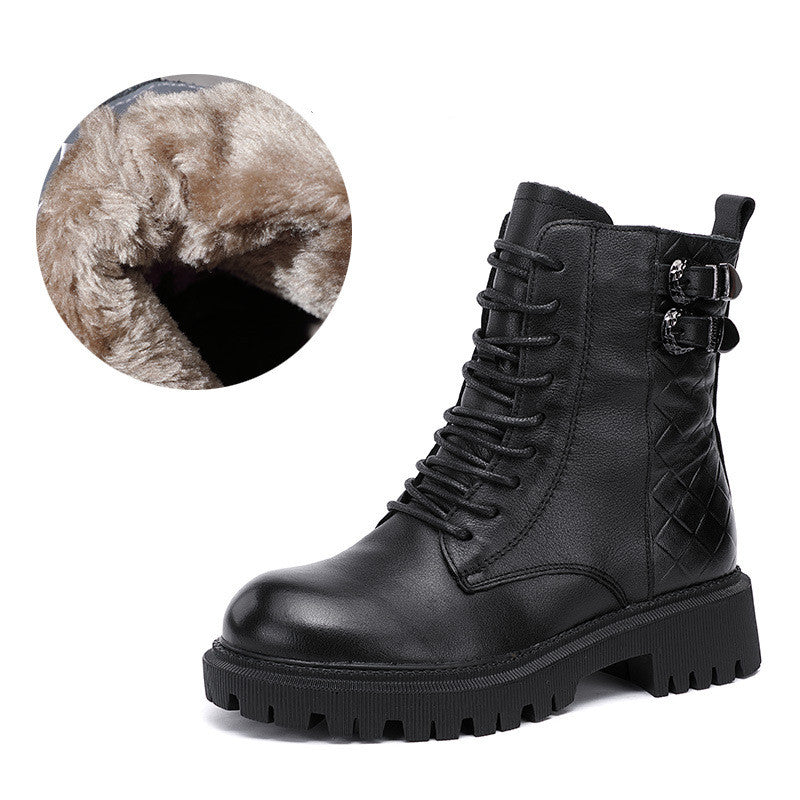 Platform Women's Boots Short Plush Thick Heel Martin Boots