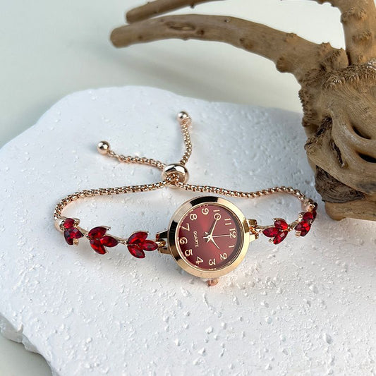 Vintage Fashion Niche Luxury Quartz Watch With Rhinestones