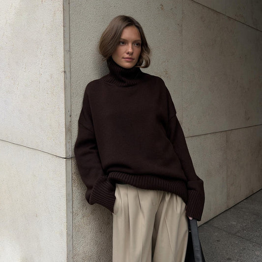 European And American Style Autumn And Winter Solid Color Turtleneck Sweater Loose