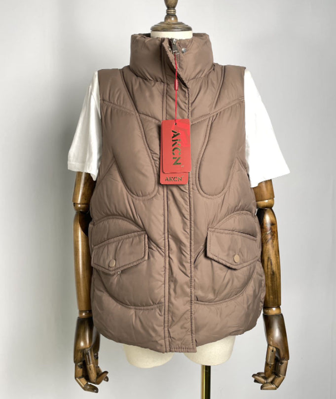 Down Cotton-padded Vest Stand Collar Fashion All-match
