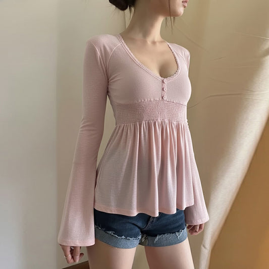 High-waisted Stretchy Loose-fitting Top Comfortable And Casual Women's Wear