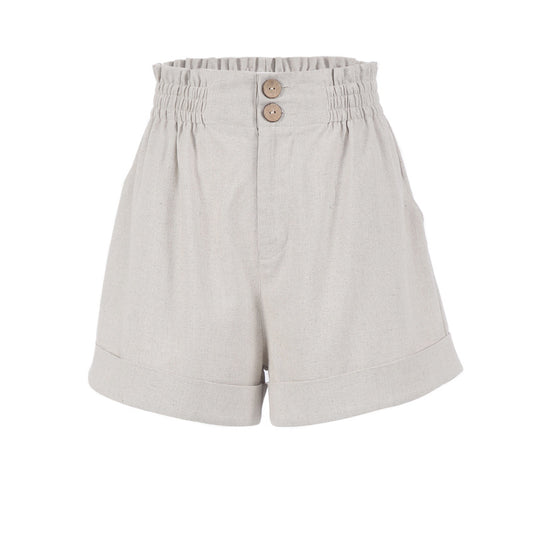 Cotton Linen Leisure Sports Elastic Waist Retro Small Design
