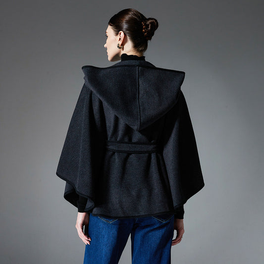 Double-faced Woolen Goods Belt Hoodie Cloak Shawl