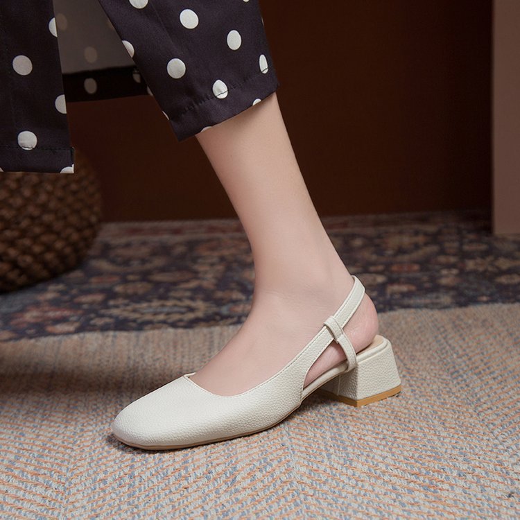 Women's Fashion Simple Square Toe Back Empty Summer Shoes