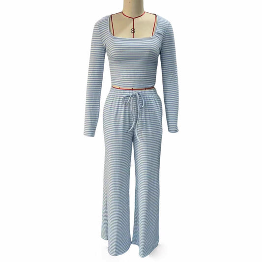 Women's Versatile Striped Knitted Slim Fit Suit