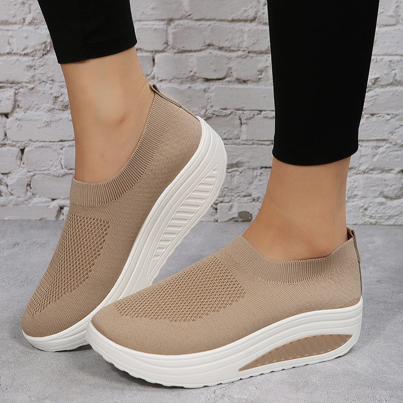 Trendy tyksålede fly-woven åndbare mesh-fritidssko til kvinder