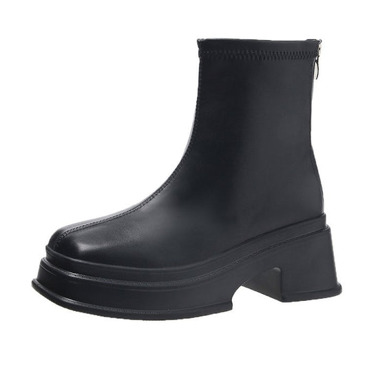 Korean Style All Match Retro Thick Heel Short Boots