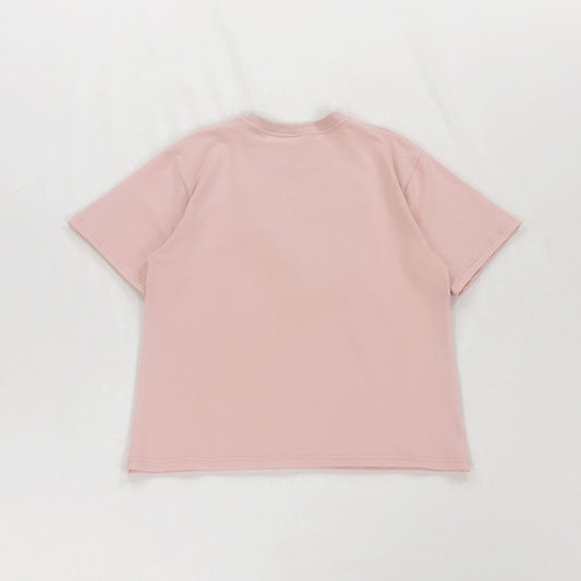 Love Bunny Print Lace Patchwork Short Sleeve T-Shirt
