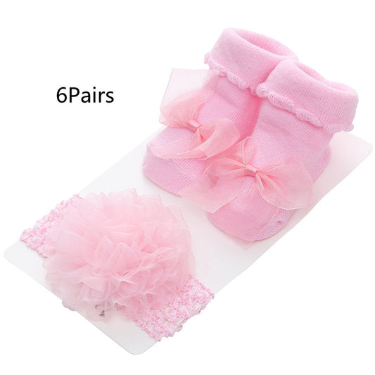 New Striped Solid Color Lace European And American Baby Socks
