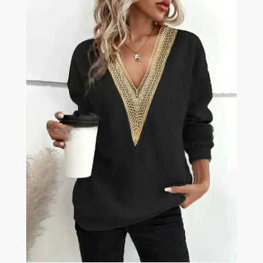 Women's Fashion Color Contrast Loose-fitting T-shirt Top